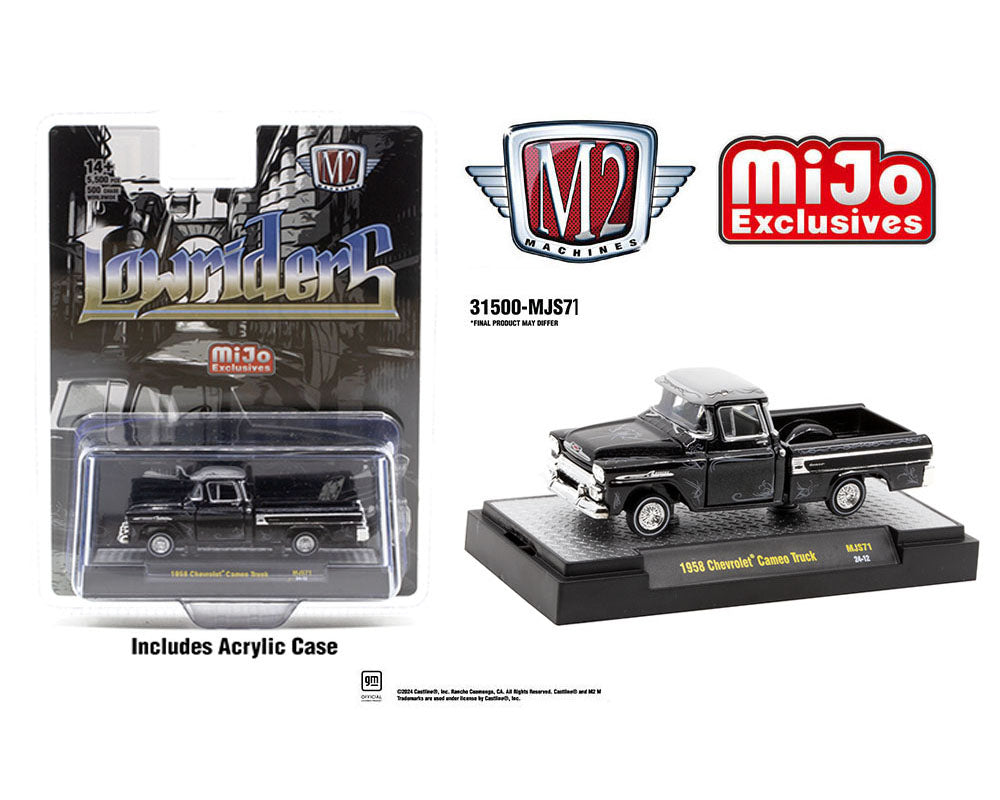 Diecast 164 M2 Machines 58 Chevy Lowrider Cameo Truck Blk