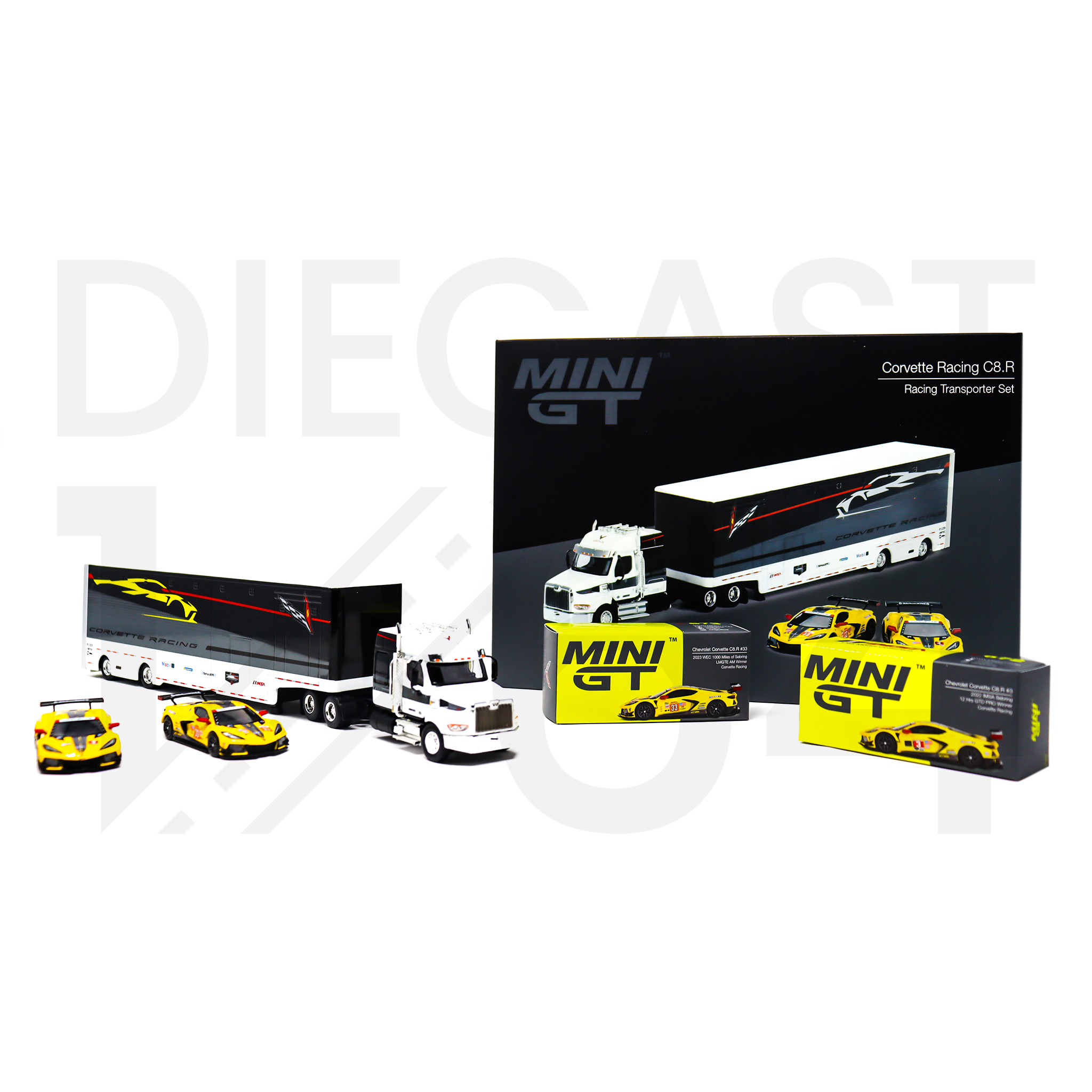 Diecast 164 | Mini GT Corvette Racing Cars with Transporter