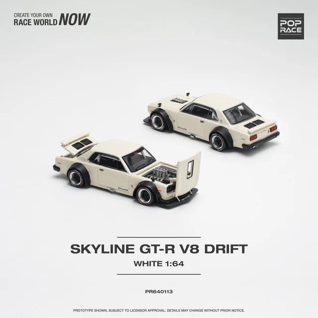 Diecast 164 | Pop Race Skyline GT-R V8 Drift Hakosuka White