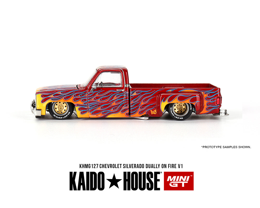 Diecast 164 | Kaido House Chevrolet Silverado Dually on Fire V1