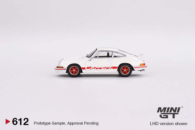 Mini GT 1:64 Porsche 911 Carrera RS 2.7 Grand Prix – White with Red Livery driver side door