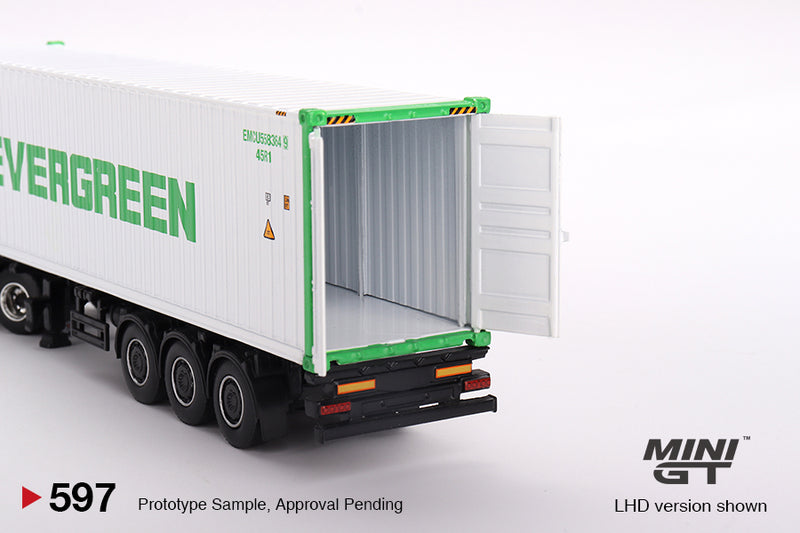 Mini GT 1:64 Western Star 49X with 40′ Reefer Container EVERGREEN Limited Edition – White rear trailer doors open