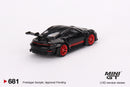 Mini GT 1:64 Porsche 911 (992) GT3 RS – Black with Pyro Red – MiJo Exclusives rear bumper