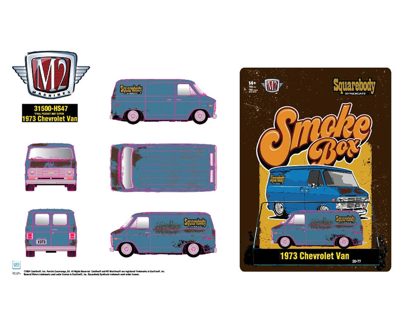 M2 Machines 1:64 1973 Chevrolet Van Smoke Box Squarebody Syndicate – Hobby Exclusive