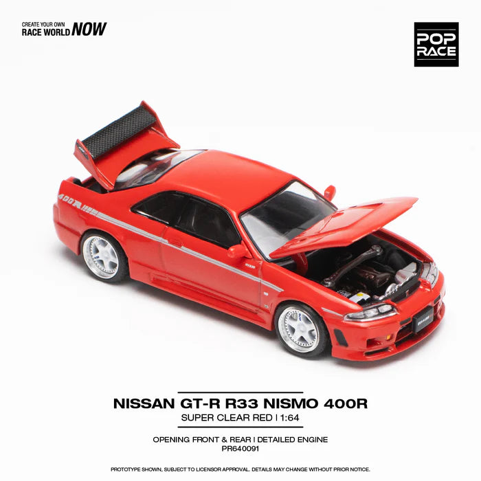 Pop Race 1/64 Nissan Skyline (BNCR33) NISMO 400R in Super Clear Red