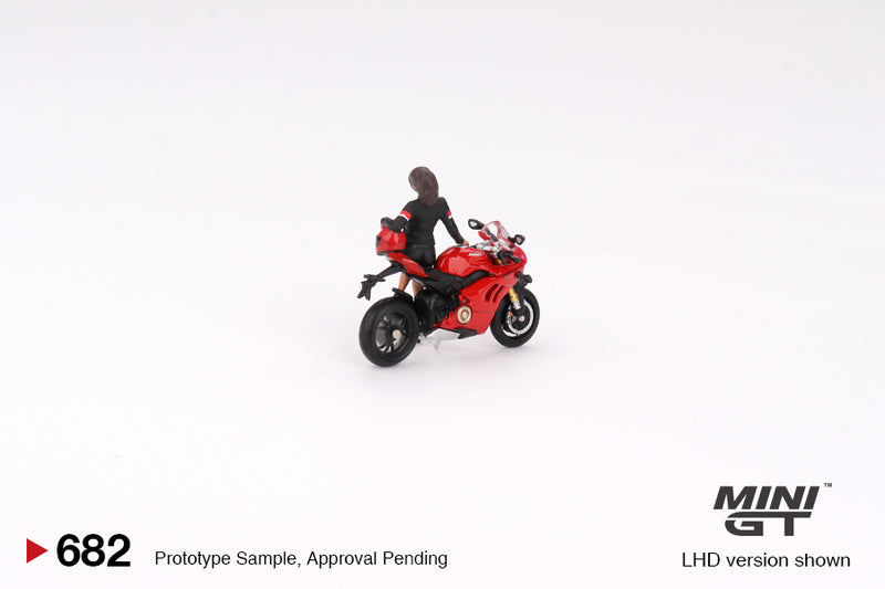 Mini GT 1:64 Ducati Panigale V4 S w/ Ducati Girl Figure rear tire