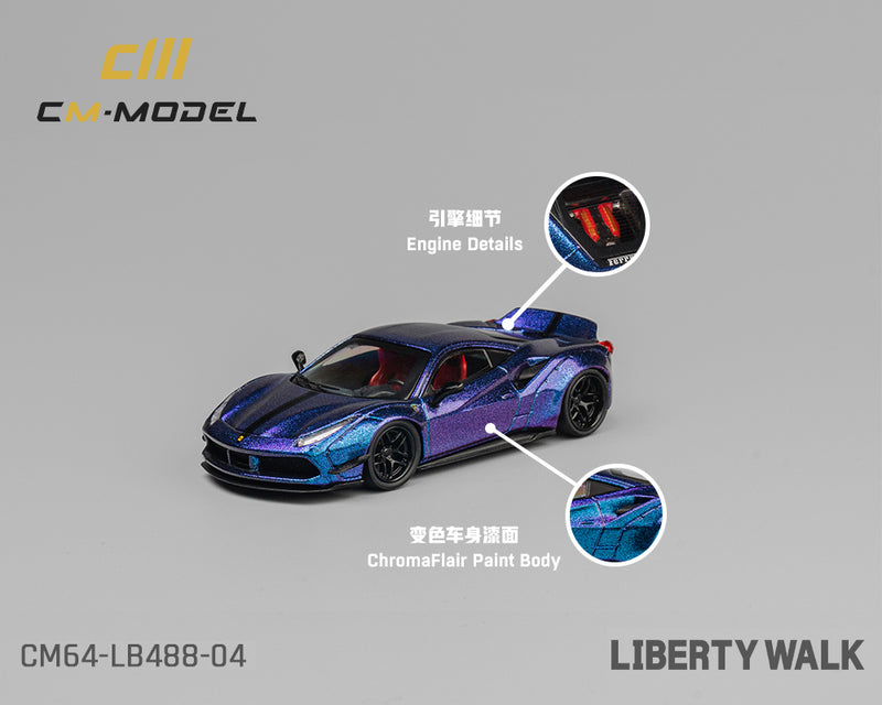 CM Model 1:64 LBWK Liberty Walk 488 Widebody – Magic Purple – Limited Edition