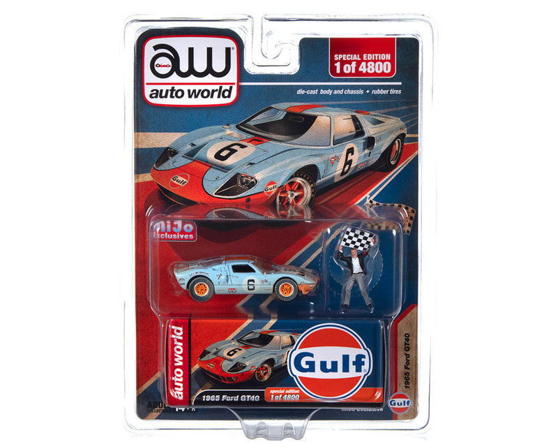Auto World x American Diorama 1:64 1965 Ford GT40 Race Worn With Flag Man Figure Limited 4,800 Pieces – Mijo Exclusives