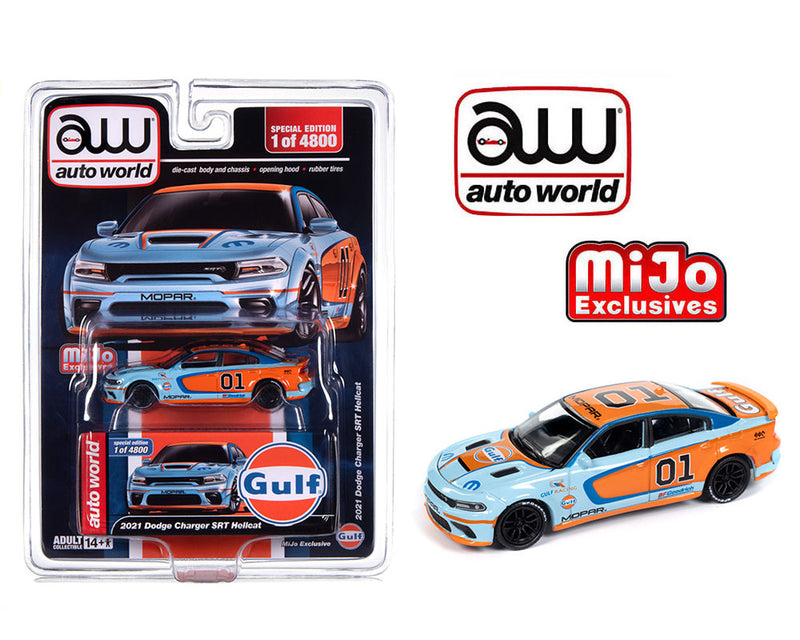 Auto World 1:64 2021 Dodge Charger SRT Hellcat Custom GULF Livery Limited 4,800 pieces – Mijo Exclusives