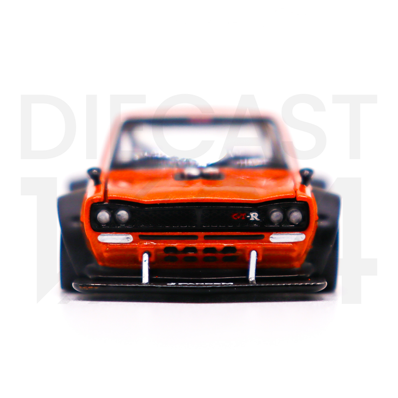Pop Race 1:64 SKYLINE GT-R V8 DRIFT (HAKOSUKA) PANDEM – ORANGE front bumper and splitter