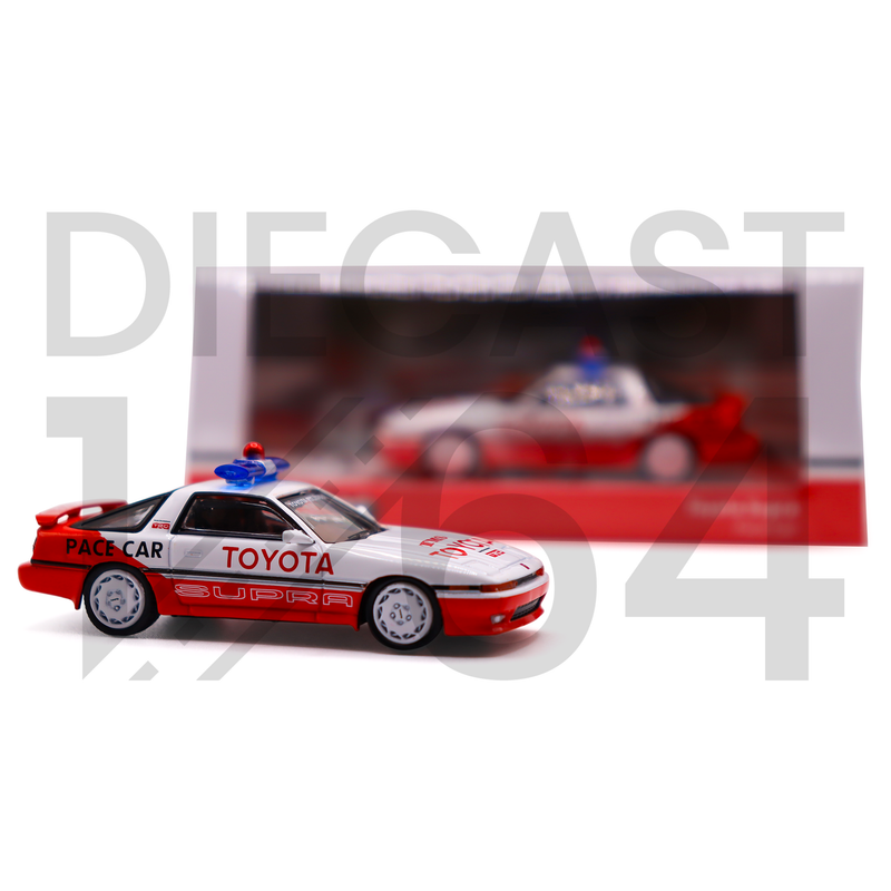Tarmac Works 1:64 Toyota Supra Pace Car – White and Red – Hobby64