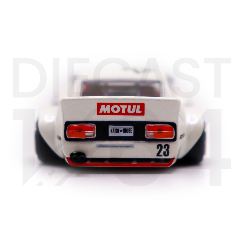 Kaido House x Mini GT 1:64 Datsun KAIDO Fairlady Z MOTUL V3 – White – Limited Edition rear bumper and spoiler