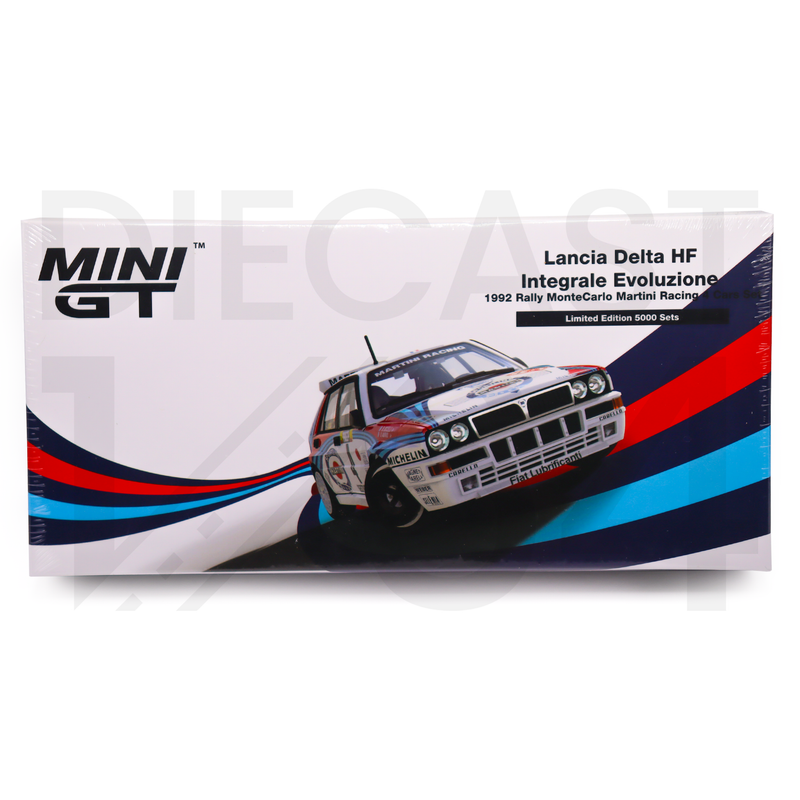 Mini GT 1:64 Lancia Delta HF Integrale Evoluzione 1992 Rally MonteCarlo Martini Racing 4 Cars Set Limited Edition 5000 Set
