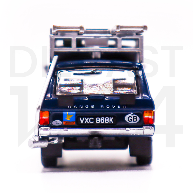 Mini GT 1:64 Range Rover 1971 British Trans-Americas Expedition (VXC-868K) – Blue rear bumper – MiJo Exclusives