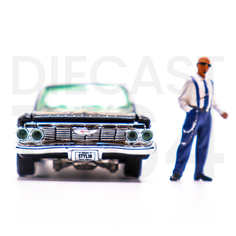Johnny Lightning 1:64 Lowriders 1961 Chevrolet Impala with American Diorama Figure Limited 3,600 Pieces front bumper and figurine – Mijo Exclusives