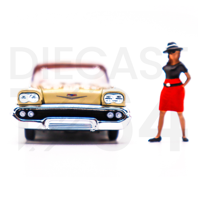 Racing Champions 1:64 Lowriders 1958 Chevrolet Impala SS With American Diorama Figure Limited 3,600 Pieces front bumper and figurine – Mijo Exclusives