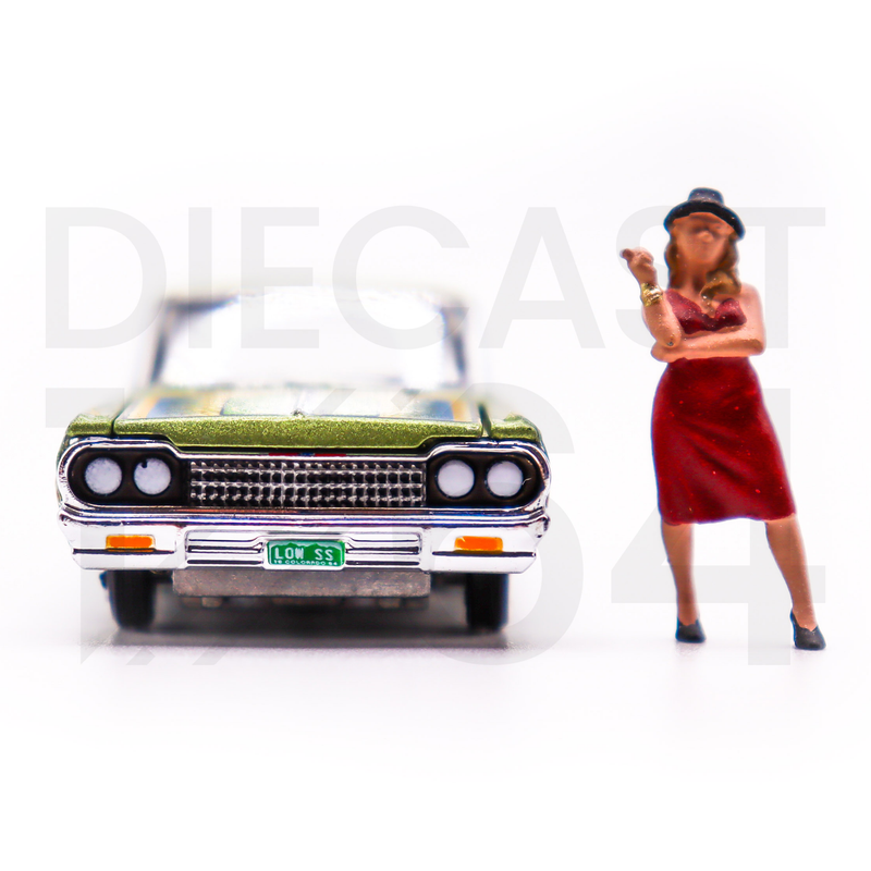 Racing Champions 1:64 Lowriders 1964 Chevrolet Impala SS With American Diorama Figure Limited 3,600 Pieces front bumper and figurine – Mijo Exclusives