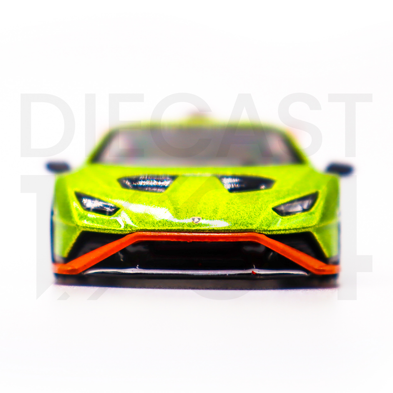 Mini GT 1:64 Lamborghini Huracán STO – Verde Citrea – Mijo Exclusives front bumper and headlights