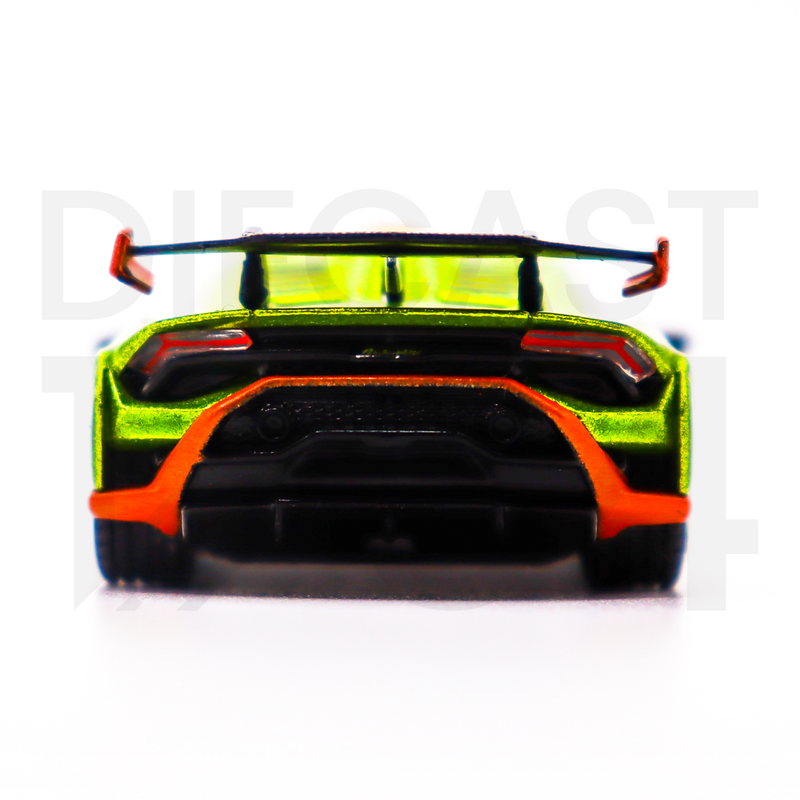 Mini GT 1:64 Lamborghini Huracán STO – Verde Citrea – Mijo Exclusives rear bumper and spoiler