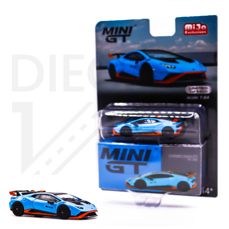 Mini GT 1:64 Lamborghini Huracán STO Blu Laufey – Mijo Exclusive – Sky Blue