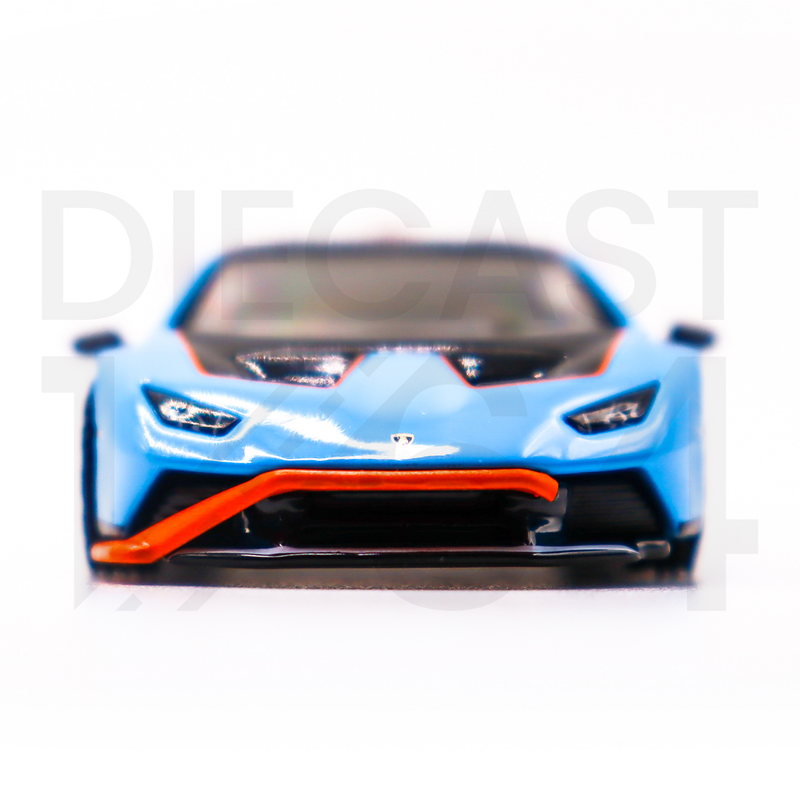 Mini GT 1:64 Lamborghini Huracán STO Blu Laufey – Mijo Exclusive – Sky Blue front bumper and headlights