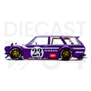 Kaido House x Mini GT 1:64 Datsun KAIDO 510 Wagon CARBON FIBER V1 – Purple – Limited Edition driver side door and wheels