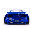 Kaido House x Mini GT 1:64 Nissan Skyline GT-R (R34) Kaido Works V3 – Blue – Limited Edition rear spoiler and bumper with tail lights