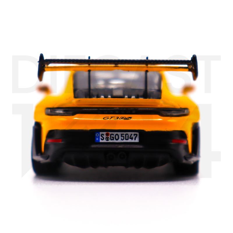 Minichamps X Tarmac Works 1:64 Porsche 911 (992) GT3 RS – Signal Yellow – Collab64 rear spoiler