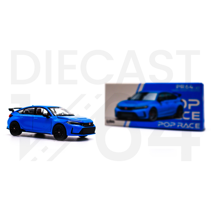 Pop Race Diecast Honda Civic FL5 Boos Pearl Blue with Opening Hood