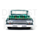 Greenlight 1:64 1963 Chevrolet Impala SS Lowriders Limited 3,600 Pcs- Metallic Green - MiJo Exclusives front headlights and chrome bumper