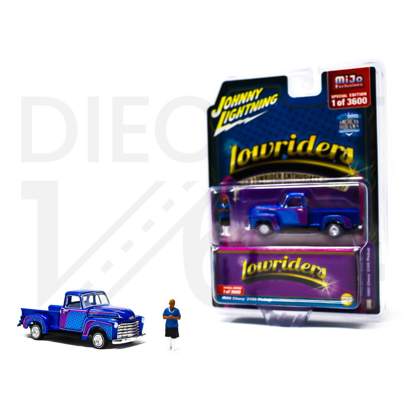 Johnny Lightning 1:64 Lowriders 1950 Chevrolet Pickup with American Diorama Figure Limited 3,600 Pieces - Mijo Exclusives