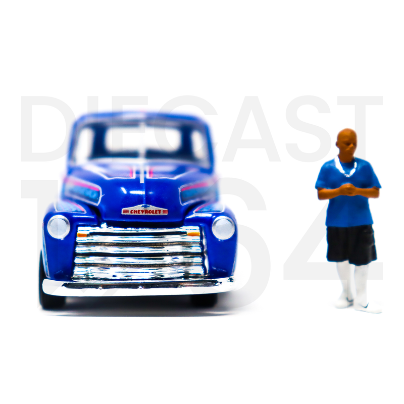 Johnny Lightning 1:64 Lowriders 1950 Chevrolet Pickup with American Diorama Figure Limited 3,600 Pieces - Mijo Exclusives front big chrome grille