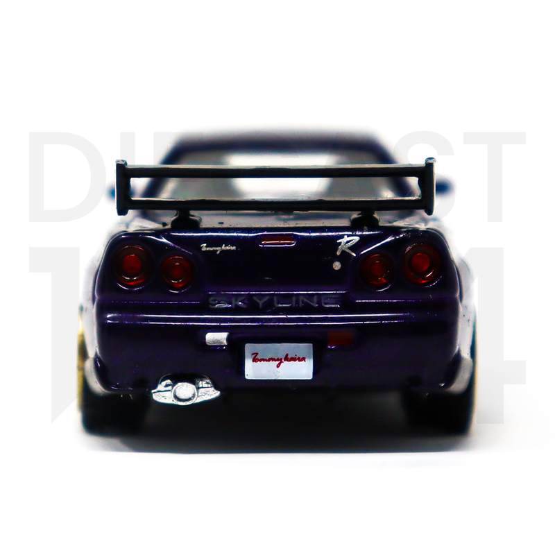 Mini GT 1:64 Nissan Skyline GT-R (R34) Tommykaira R-z – Midnight Purple- Mijo Exclusives rear bumper and spoiler