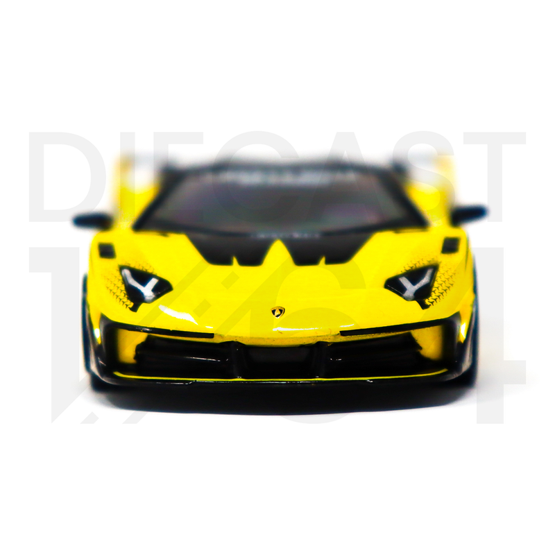 Mini GT 1:64 Lamborghini LB-Silhouette WORKS Aventador GT EVO – Yellow- MiJo Exclusives front bumper and headlights