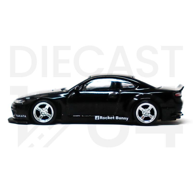 Mini GT 1:64 Nissan Silvia (S15) Rocket Bunny – Black Pearl – RHD – MiJo Exclusives driver side wheels