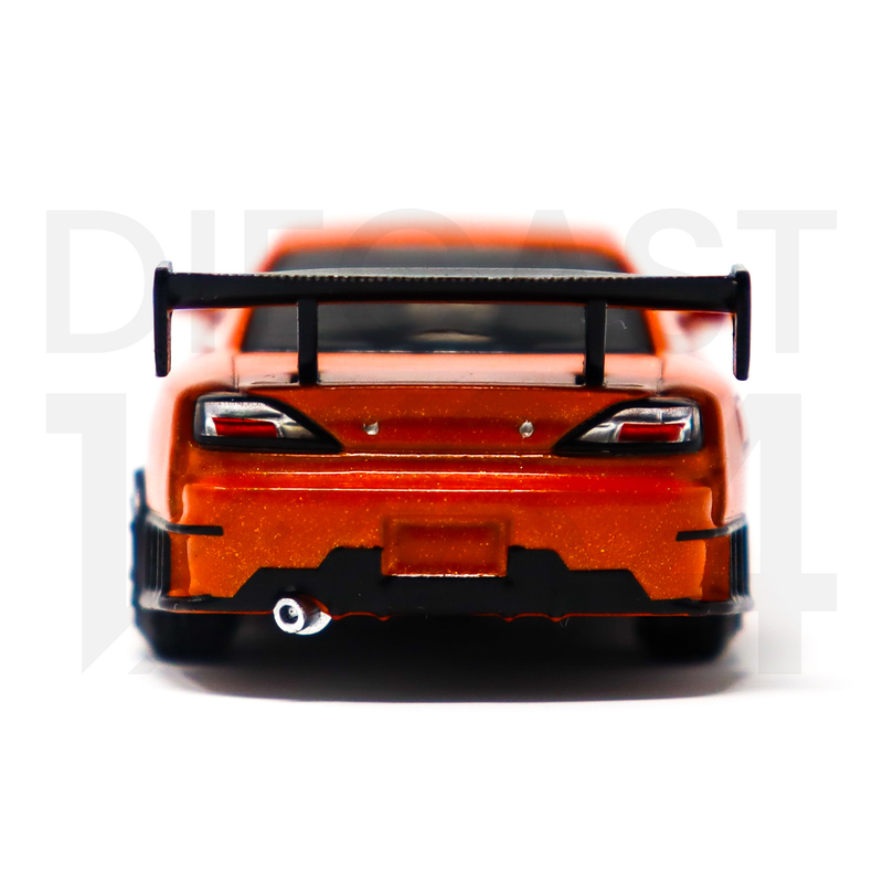 Mini GT 1:64 Nissan Silvia S15 D-MAX – Metallic Orange – RHD – MiJo Exclusives rear bumper and spoiler