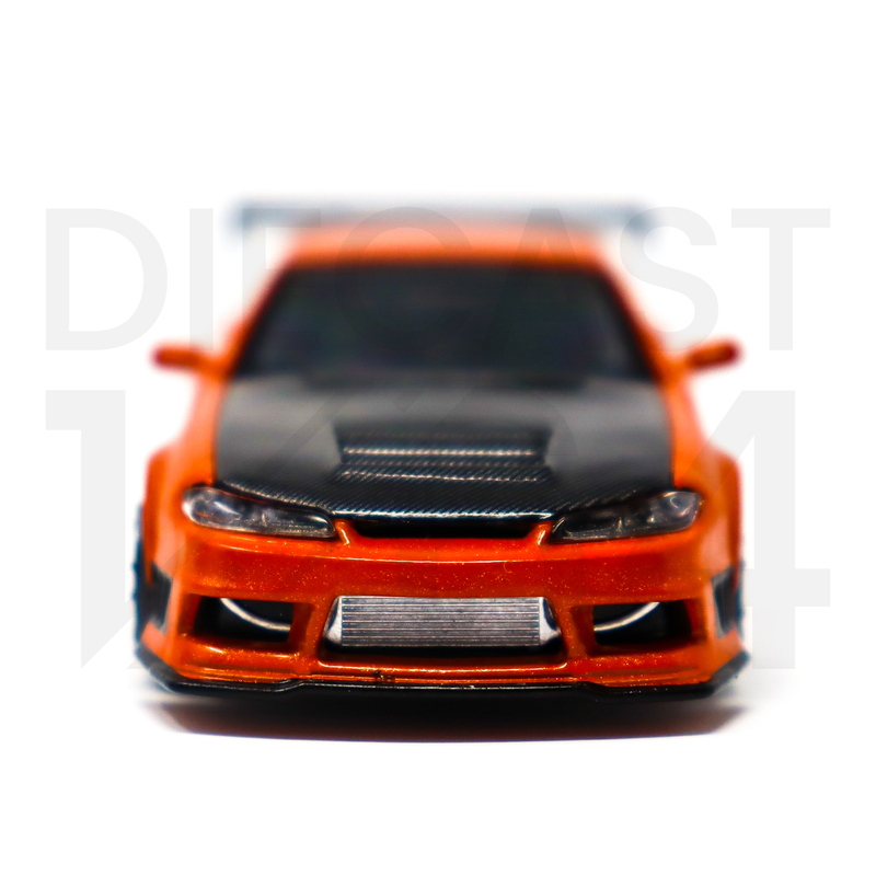 Mini GT 1:64 Nissan Silvia S15 D-MAX – Metallic Orange – RHD – MiJo Exclusives front bumper and intercooler