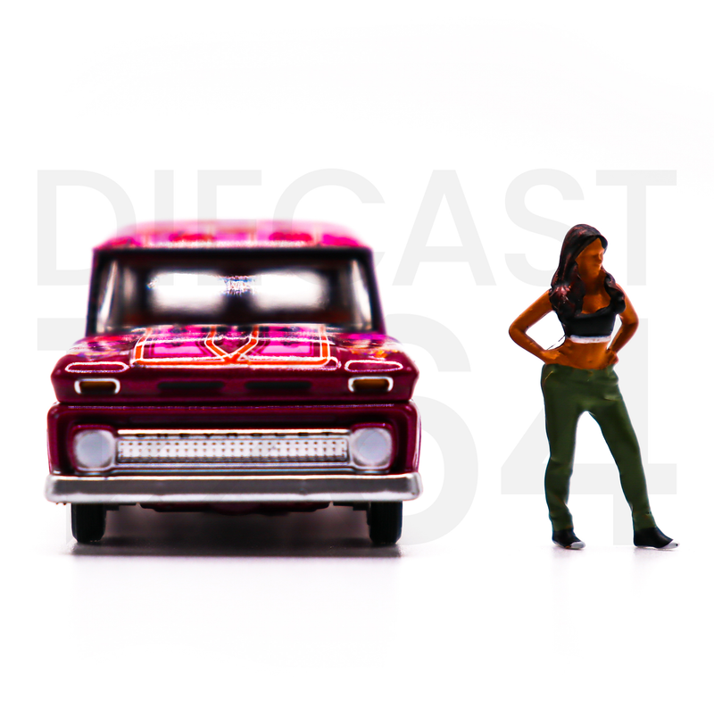 Auto World x American Diorama 1:64 1957 Chevrolet Suburban Lowrider With Figure Limited 3,600 Pieces – Pink – Mijo Exclusives CP8021 front bumper and grille with figurine