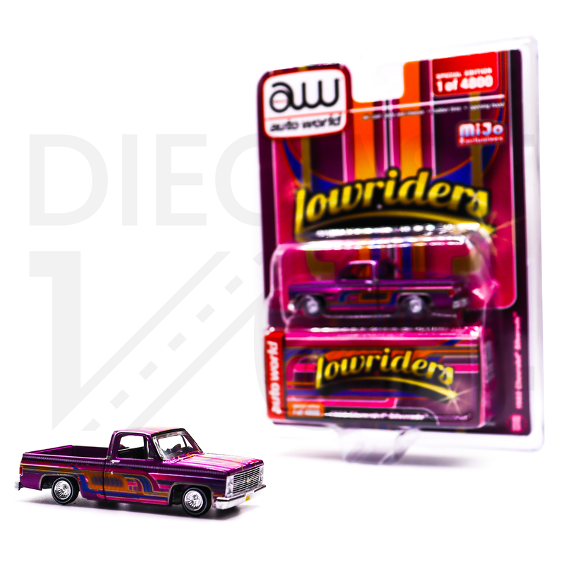 Auto World 1:64 1983 Chevrolet Silverado Pickup Lowriders Limited 4,800 Pieces – Purple – Mijo Exclusives CP8026