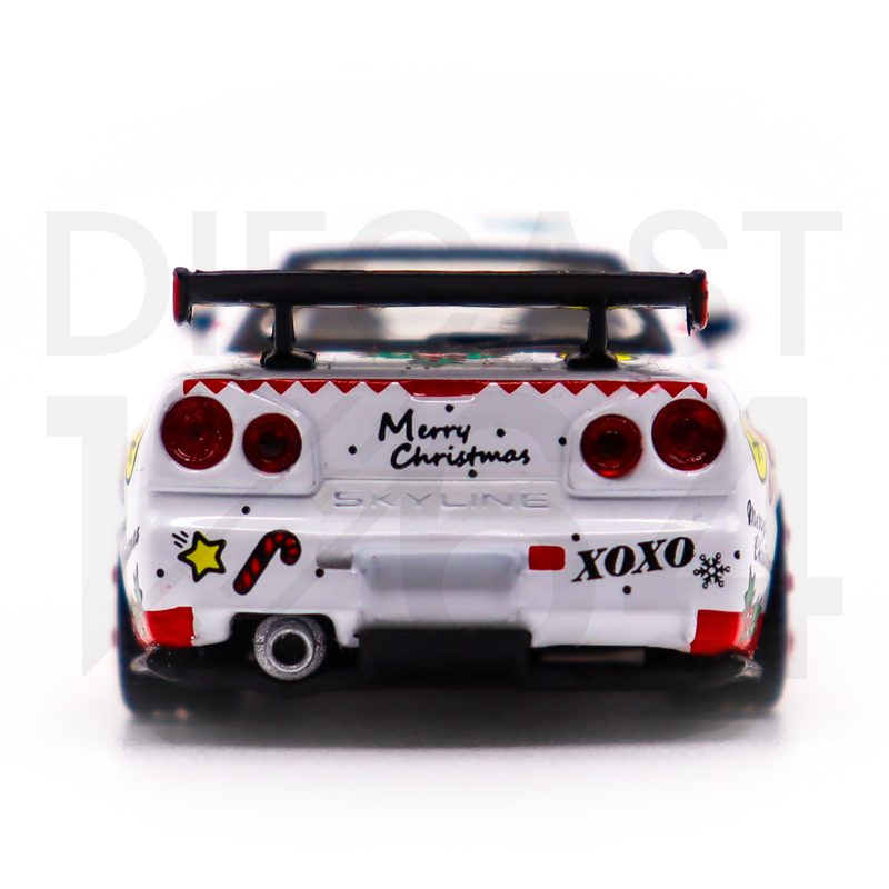 Mini GT Nissan Skyline GT-R (R34) Top Secret 2022 - Christmas Edition MGT00387 rear spoiler and exhuast