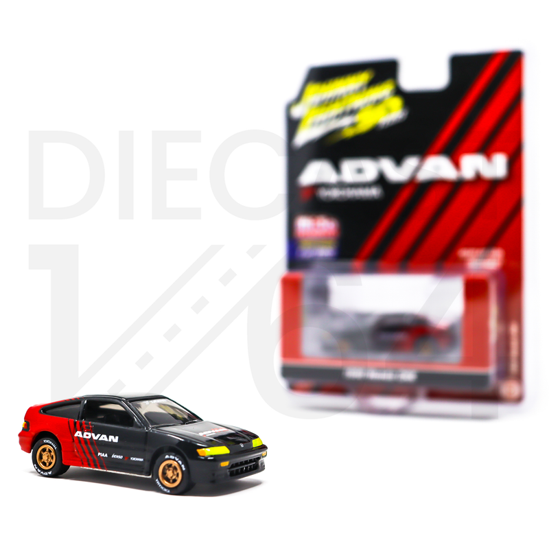 Johnny Lightning 1:64 50th Anniversary – Advan Yokohama – 1990 Honda CRX (Black/Red) – MiJo Exclusives