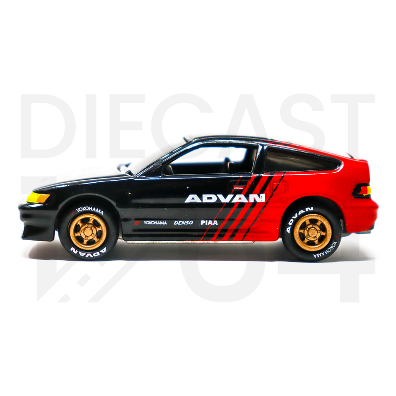 Johnny Lightning 1:64 50th Anniversary – Advan Yokohama – 1990 Honda CRX driver side door and wheels (Black/Red) – MiJo Exclusives