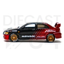 Johnny Lightning 50th Anniversary 1:64 MiJo Exclusives – 2004 Mitsubishi Lancer Evolution Advan Yokohama driver side front and rear door (Black/Red)