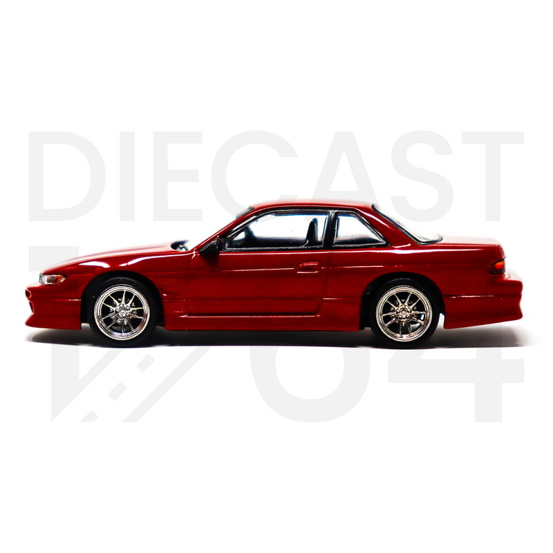 Tarmac Works 1:64 VERTEX Nissan Silvia S13 – Red Metallic – Global64 driver door and window