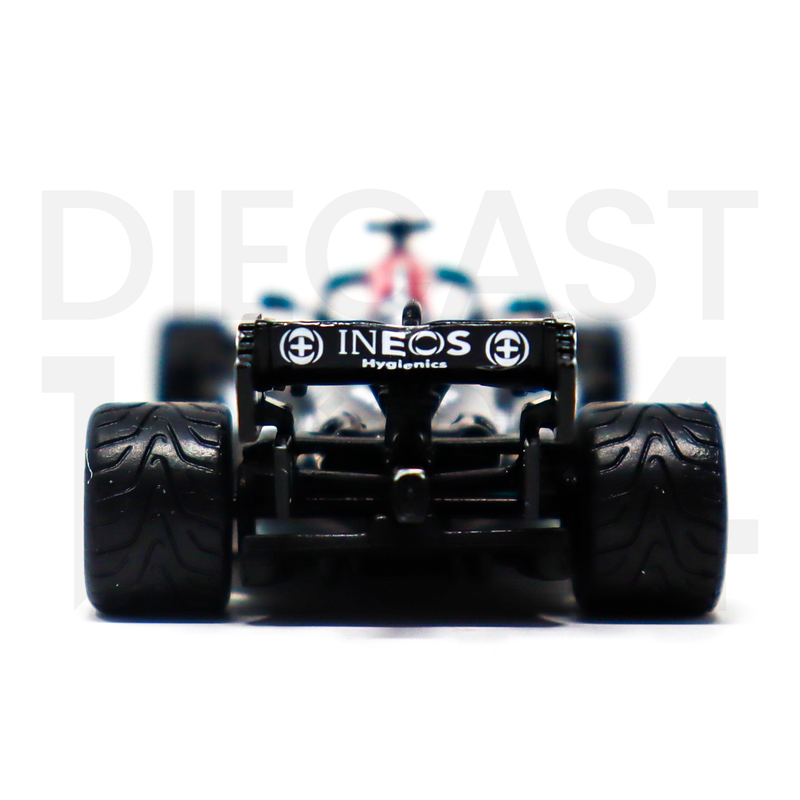 Tarmac Works 1:64 Mercedes-AMG F1 W12 E Performance Russian Grand Prix 2021 Winner 100th Win – Lewis Hamilton – Global64 rear bumper and spoiler