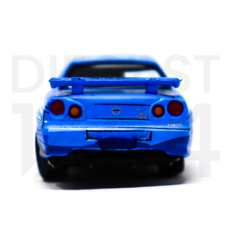 Johnny Lightning 1:64 1999 Nissan GT-R R34 Manga Racing- Blue – Mijo Exclusives Limited 3,600 Pieces rear bumper with red tail lights