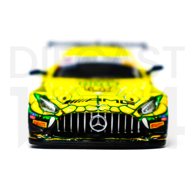 Tarmac Works 1:64 Mercedes-AMG GT3 Bathurst 12 Hour 2023 GruppeM Racing M. Engel / M. Grenier / R. Marciello front grille with Mercedes logo