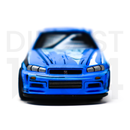 Johnny Lightning 1:64 1999 Nissan GT-R R34 Manga Racing- Blue – Mijo Exclusives Limited 3,600 Pieces front bumper with GTR emblem