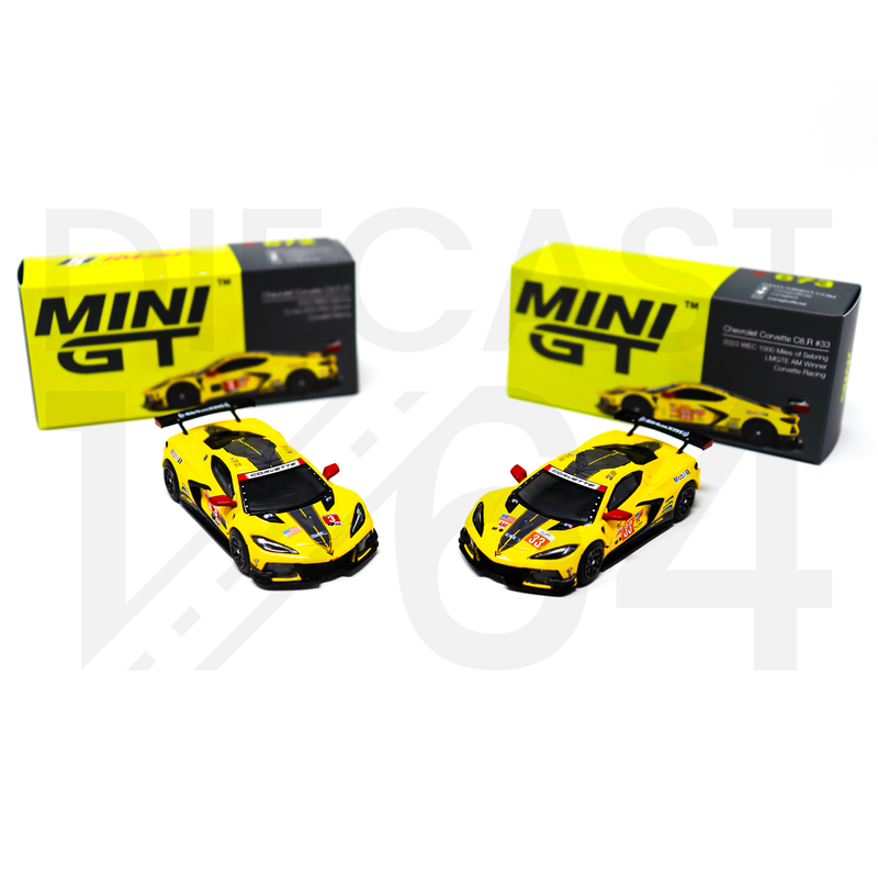 Mini GT Chevrolet Corvette C8R Racing Cars with storage boxes