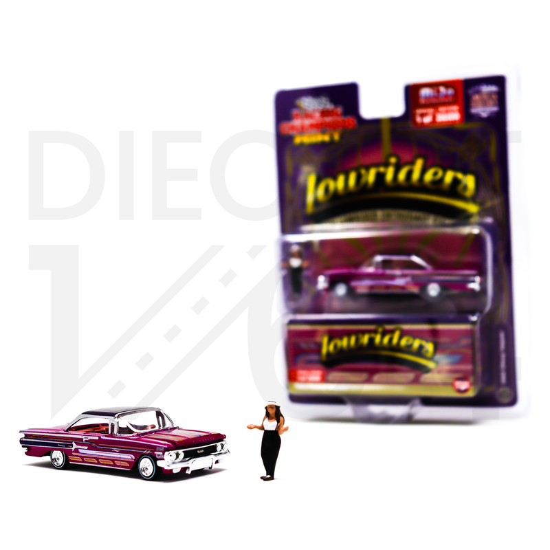 Racing Champions 1:64 Lowriders 1960 Chevrolet Impala SS with American Diorama Figure standing by front end of the car Limited 3,600 Pieces – Mijo Exclusives